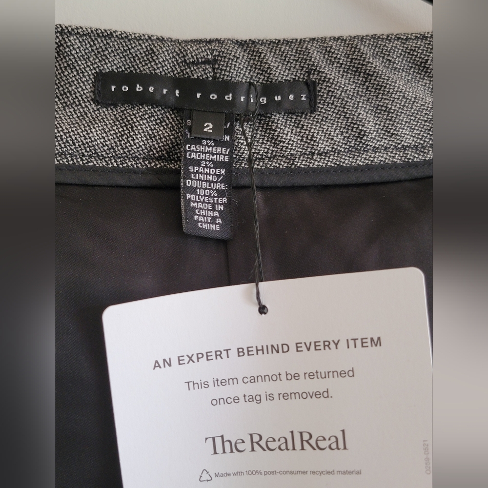 Women's Sz 2 Robert Rodriguez Gray/Black Tweed Cashmere Wool Blend Trousers NWT - Picture 2 of 15